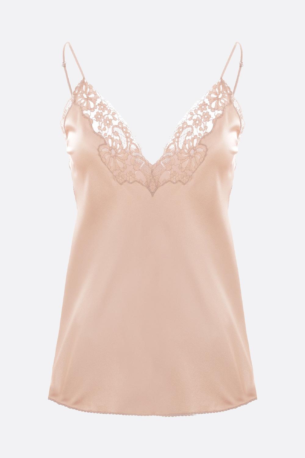SAINT LAURENT top lingerie in raso e pizzo