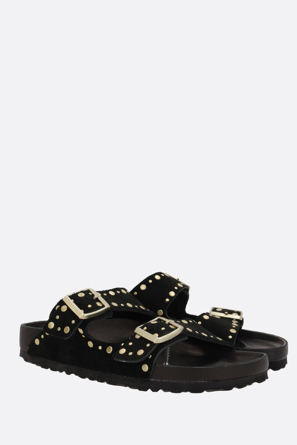 BIRKENSTOCK Sandalo Flat Arizona Rivet Border In Suede (Narrow Fit)