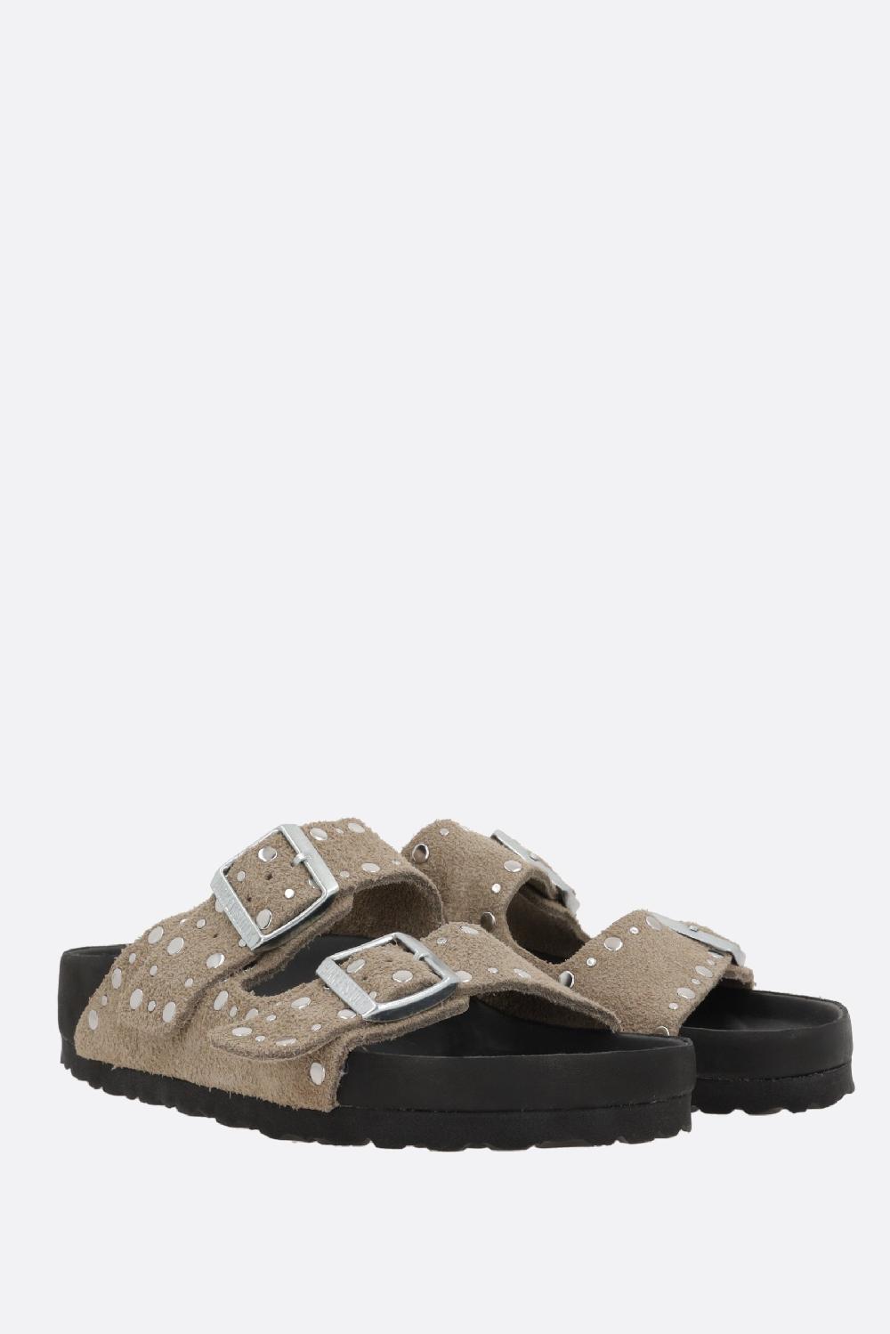 BIRKENSTOCK Sandalo Flat Arizona Rivet Border In Suede (Narrow Fit)