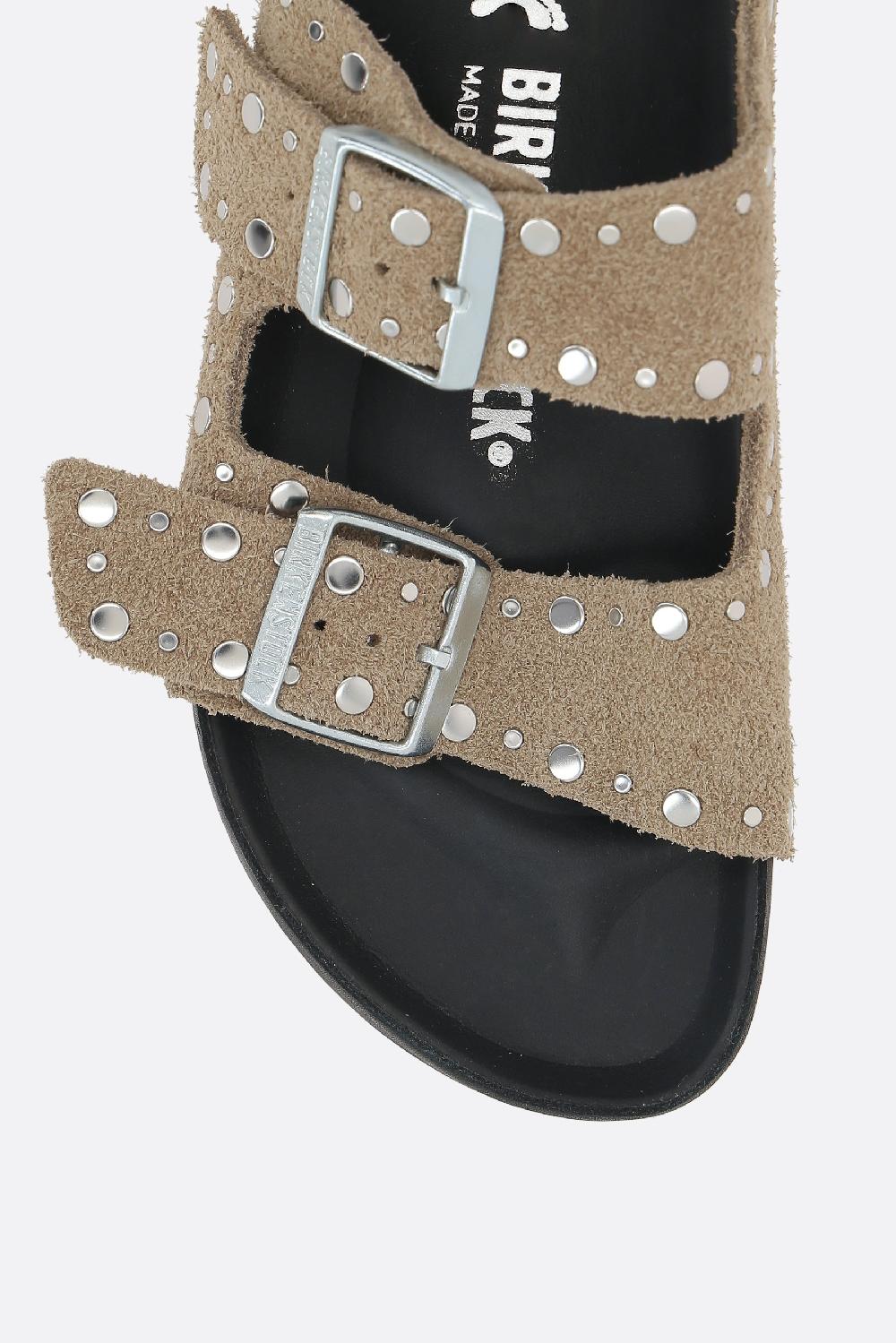 BIRKENSTOCK Sandalo Flat Arizona Rivet Border In Suede (Narrow Fit)