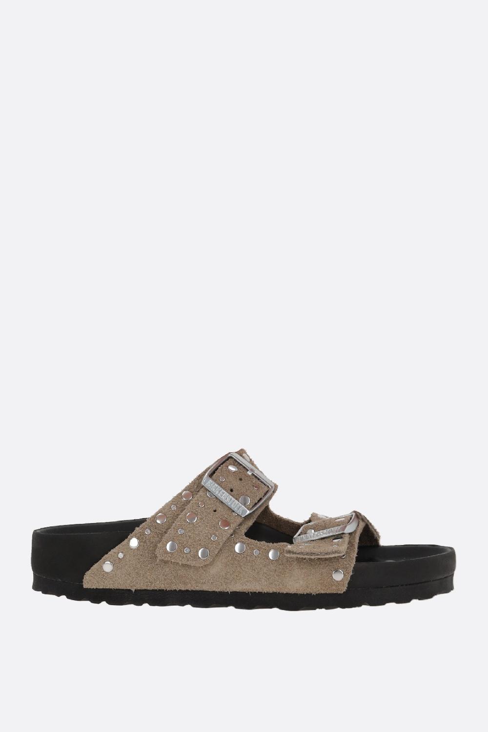 BIRKENSTOCK sandalo flat Arizona Rivet Border in suede (Narrow Fit)