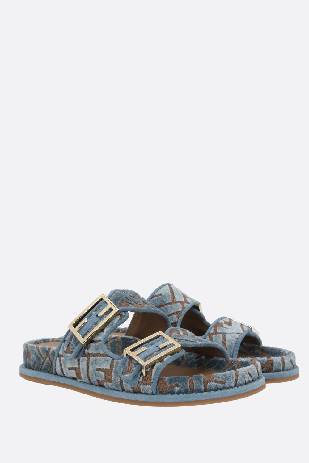 FENDI Sandalo Flat Fendi Feel In Velluto Jacquard FF