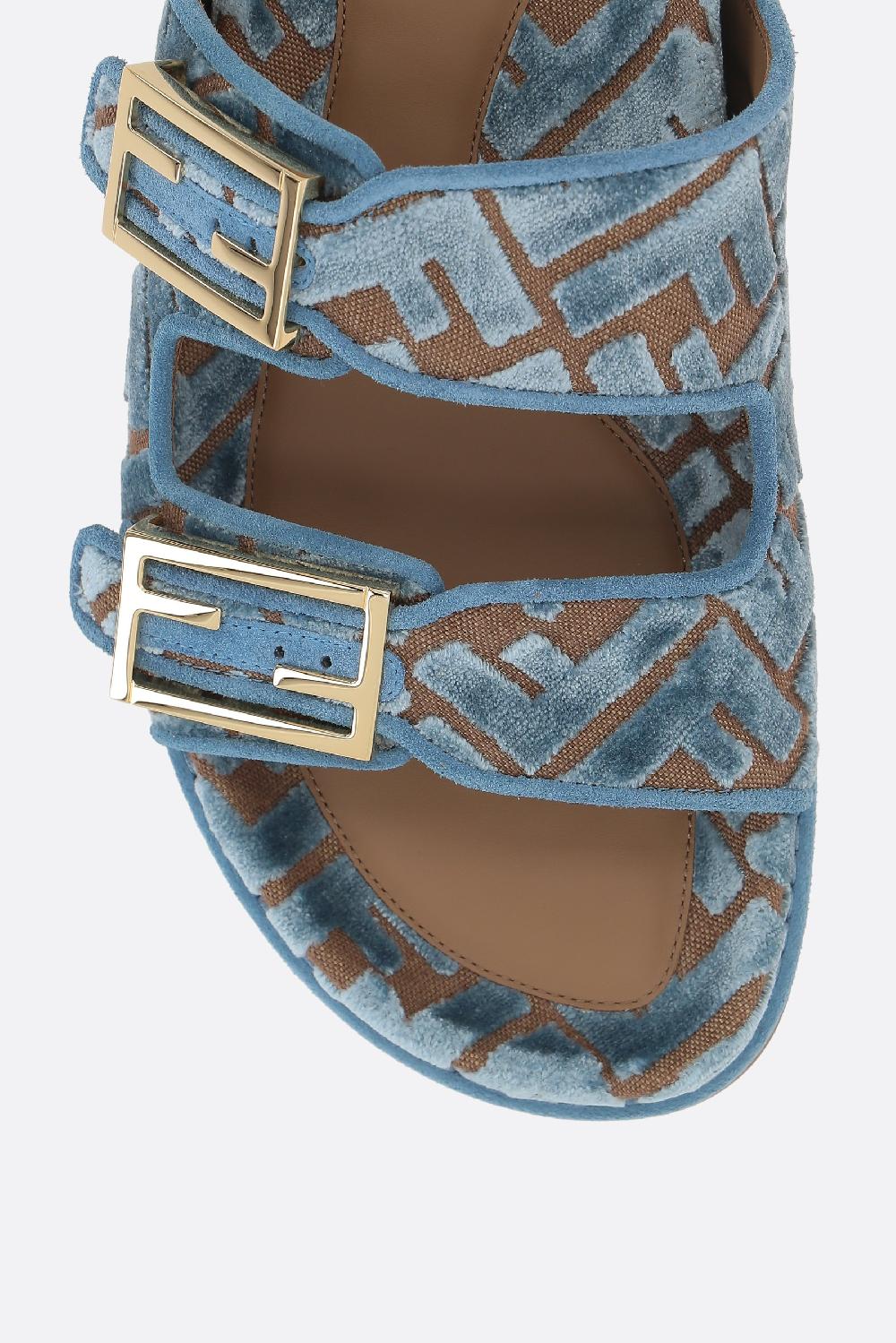 FENDI Sandalo Flat Fendi Feel In Velluto Jacquard FF