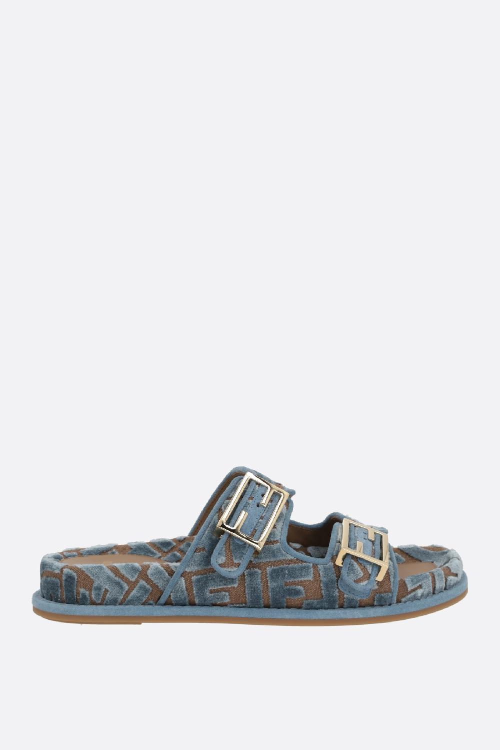 FENDI sandalo flat Fendi Feel in velluto jacquard FF