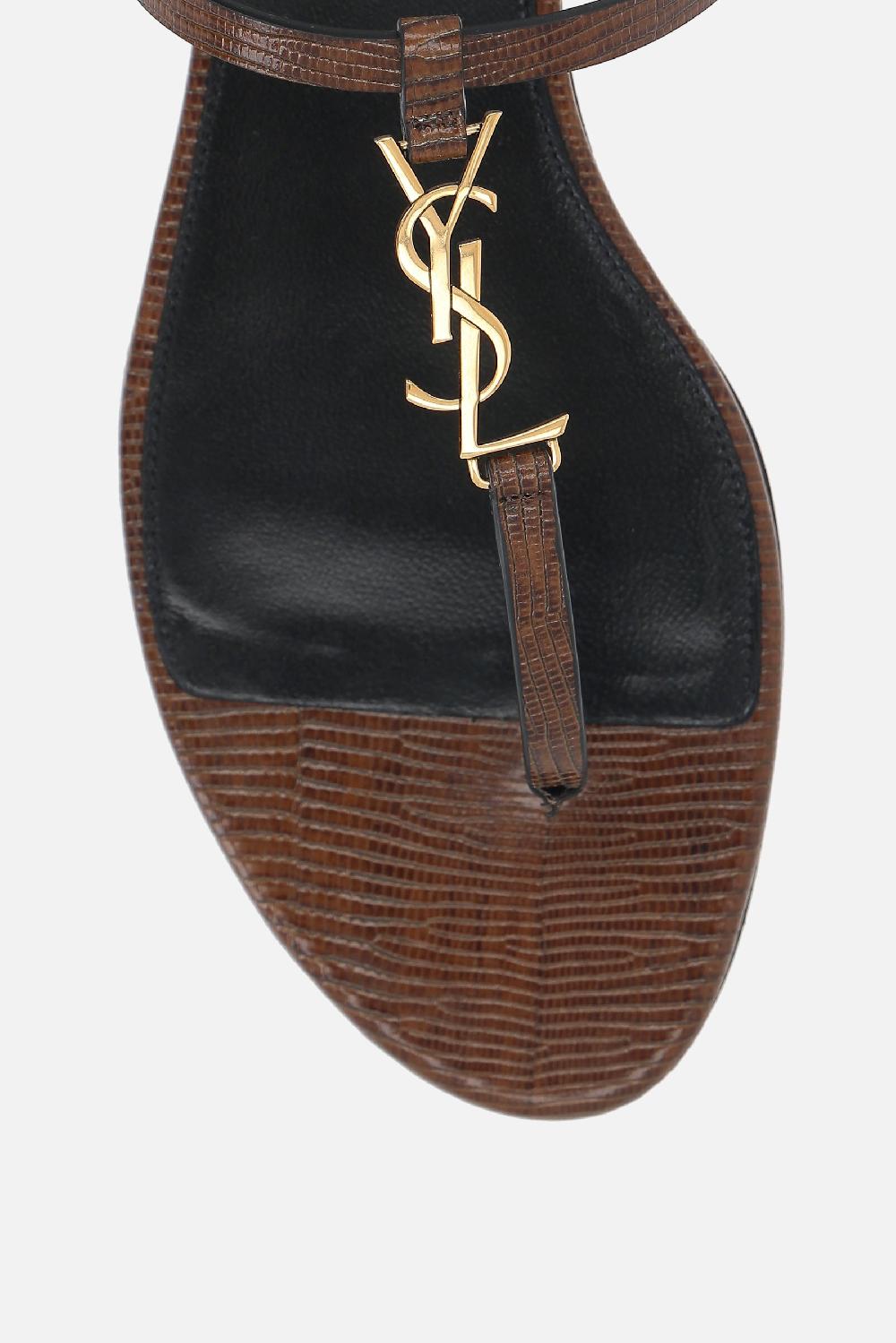 SAINT LAURENT Sandalo Infradito Cassandre In Pelle Stampa Lucertola