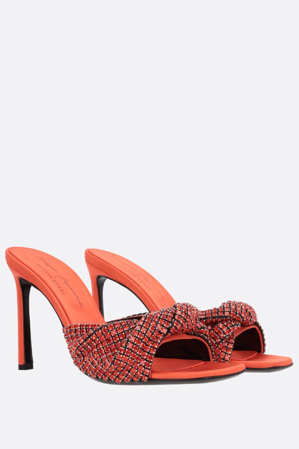 SERGIO ROSSI Sandalo Mule Evangelie In Raso Con Cristalli