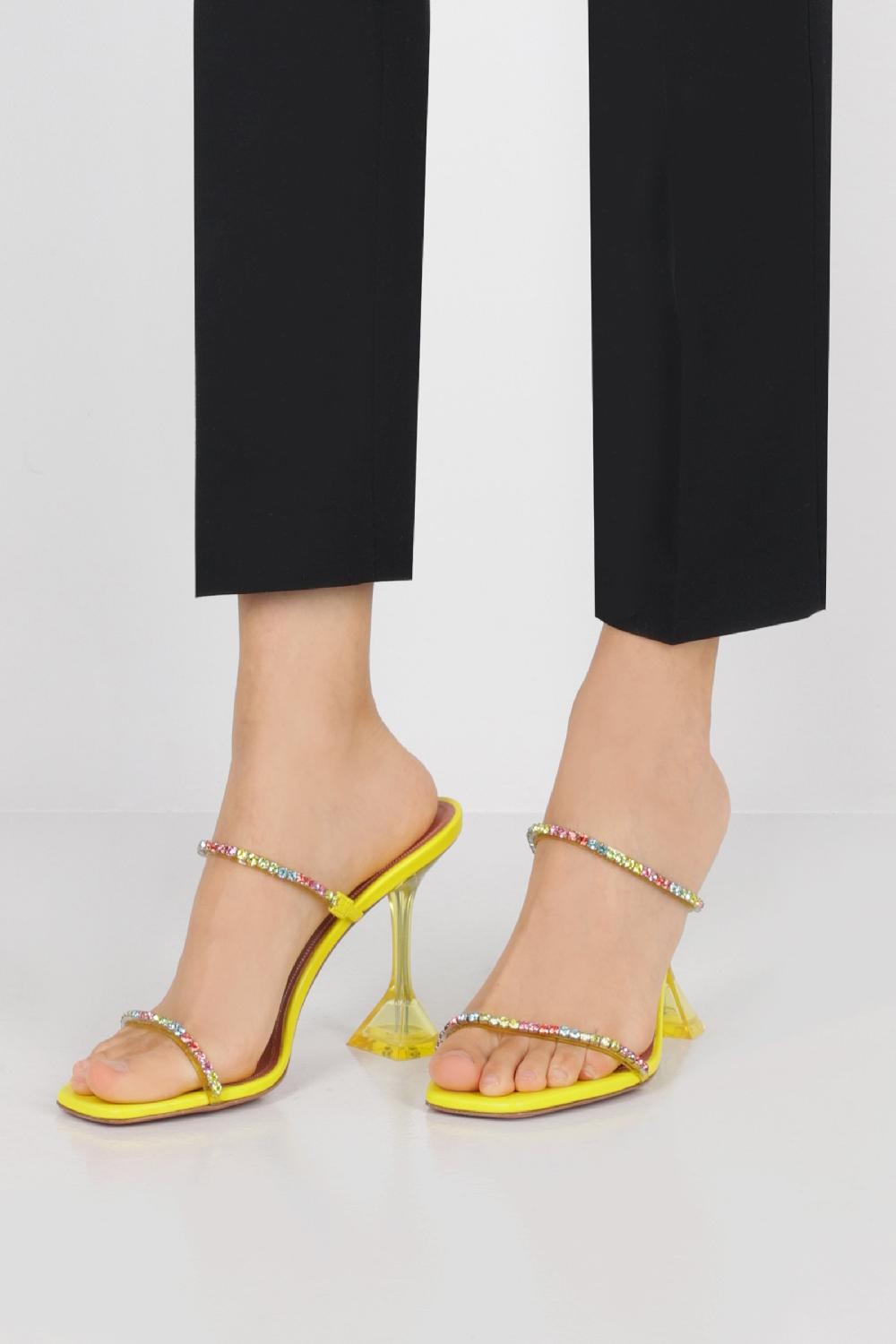 AMINA MUADDI Sandalo Mule Gilda In Pelle Liscia E PVC