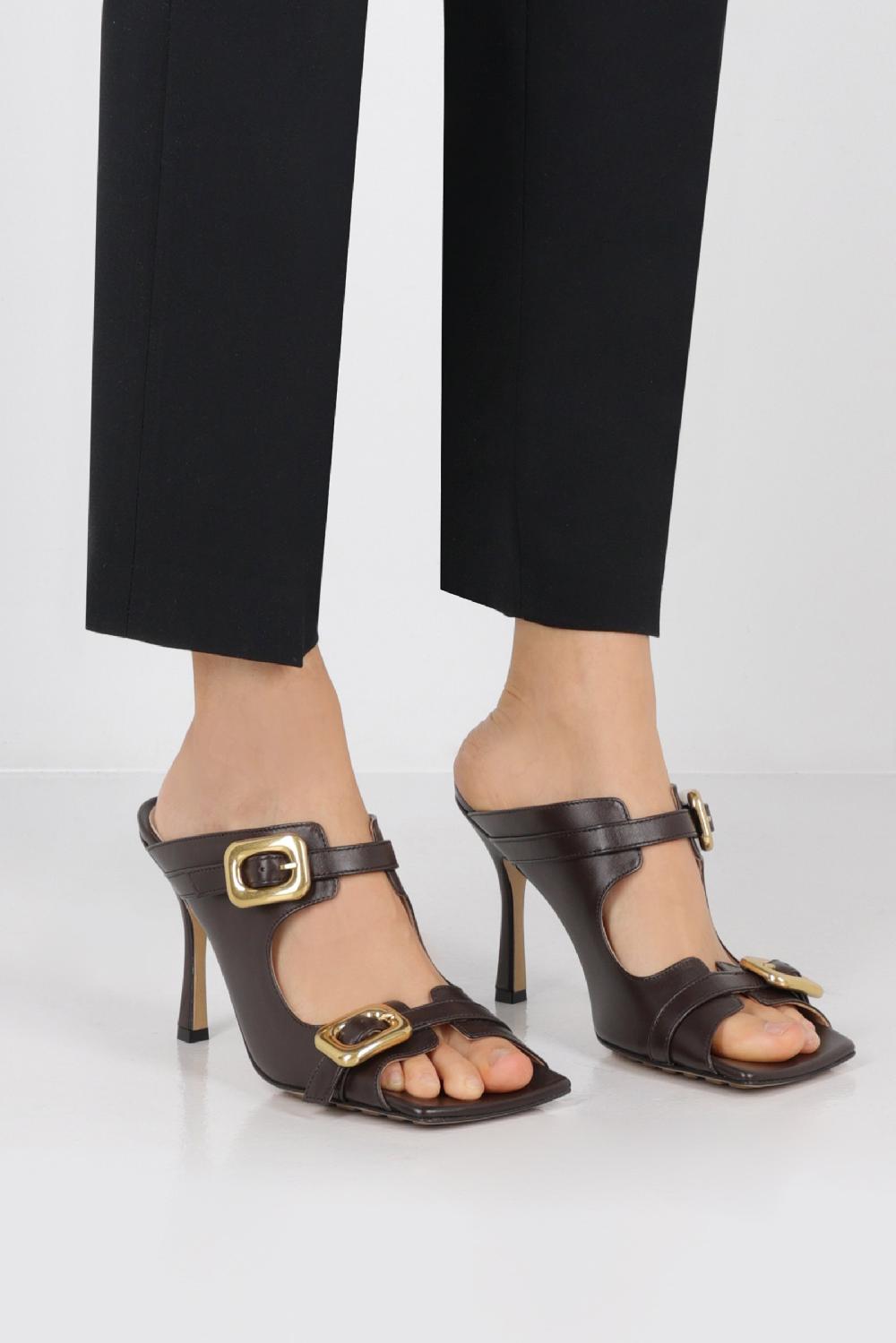 BOTTEGA VENETA Sandalo Mule Stretch Buckle In Pelle Liscia