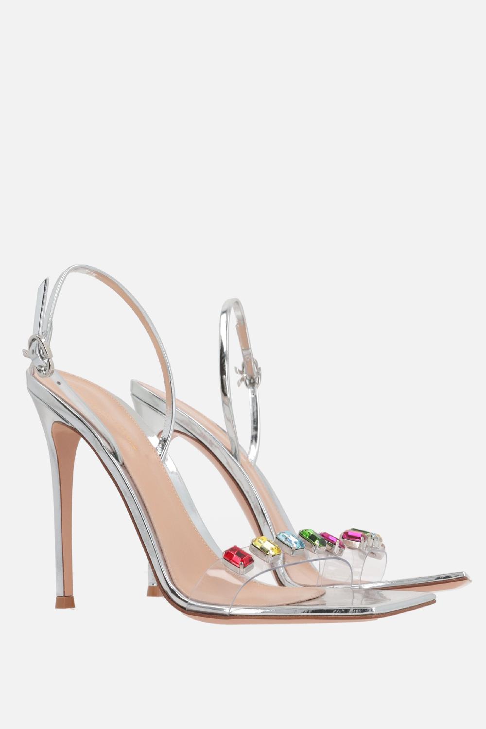 GIANVITO ROSSI Sandalo Ribbon Candy In Pelle Laminata E Plexiglass