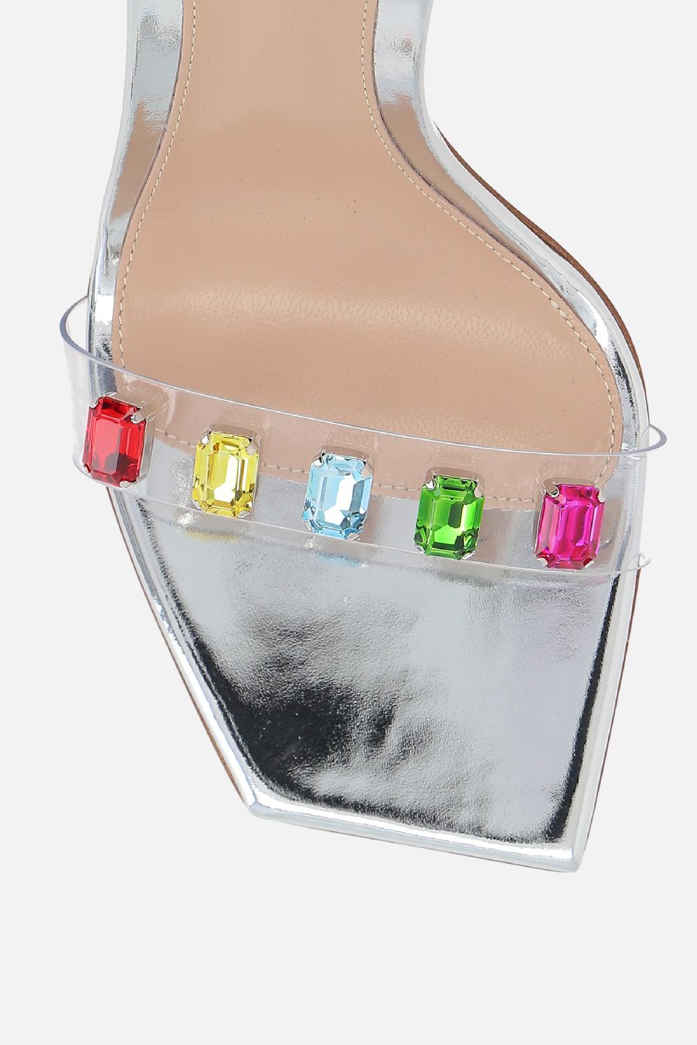 GIANVITO ROSSI Sandalo Ribbon Candy In Pelle Laminata E Plexiglass