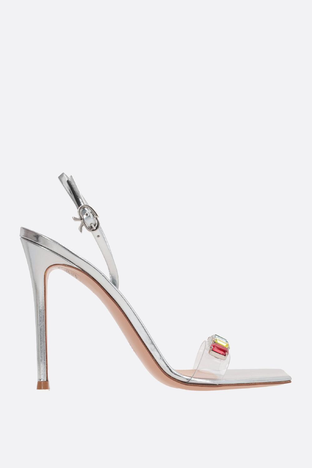 GIANVITO ROSSI sandalo Ribbon Candy in pelle laminata e plexiglass