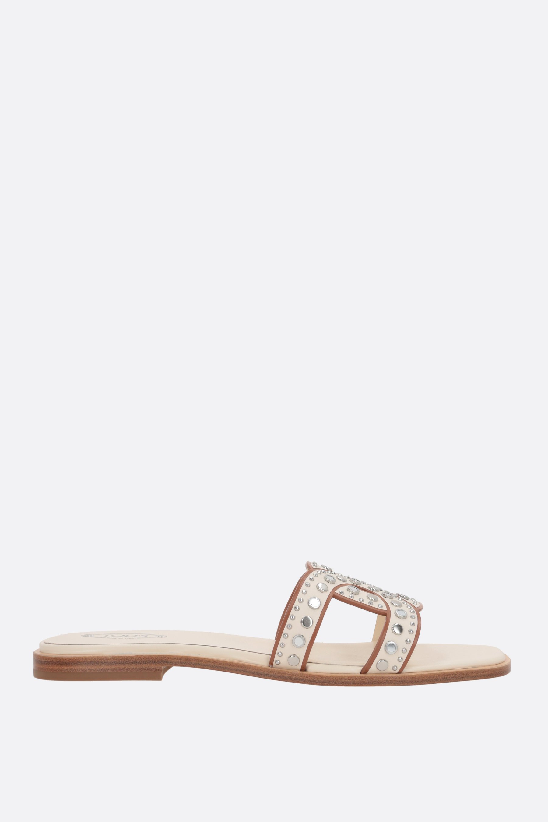 TOD'S sandalo slide Kate in pelle liscia con borchie