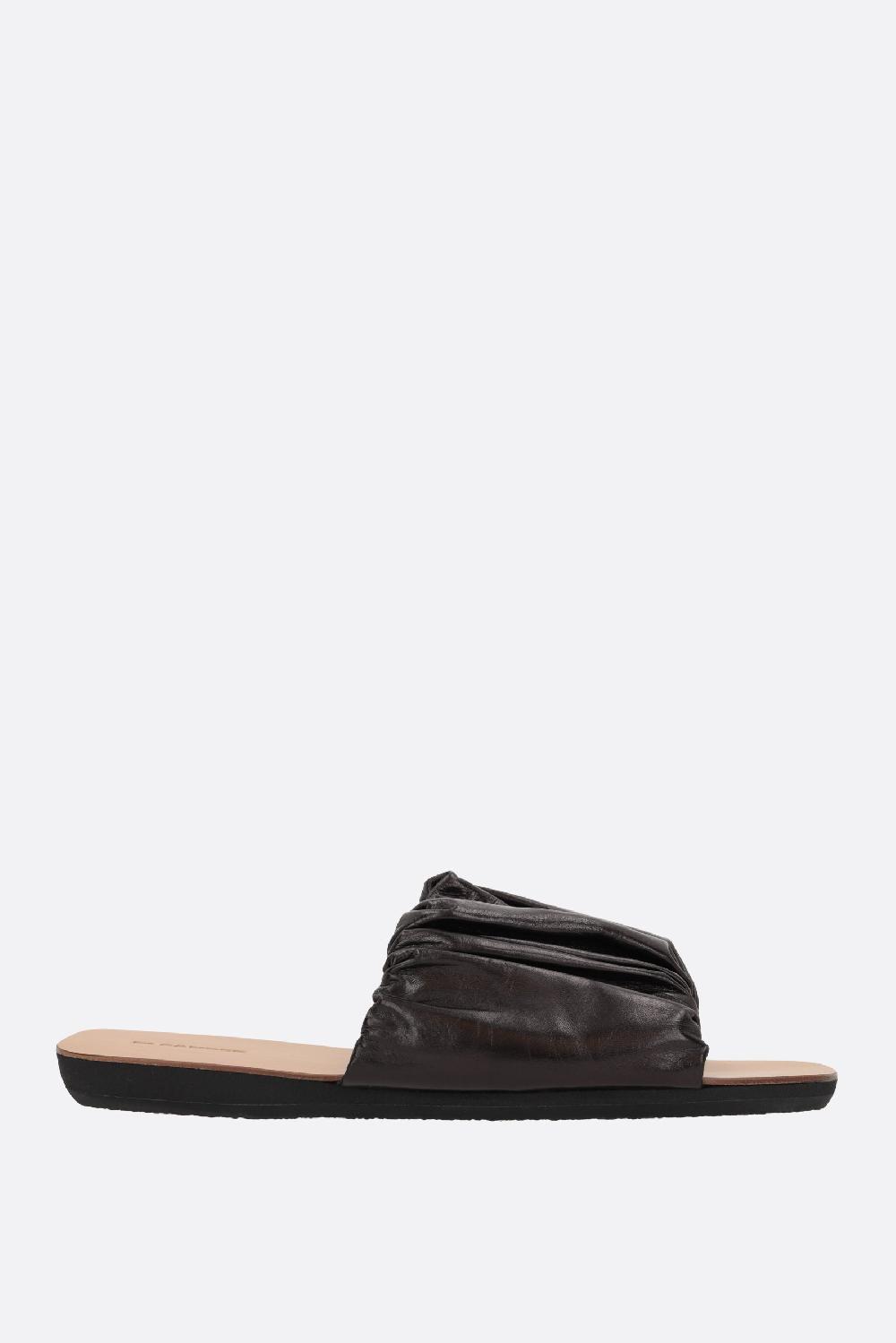 JIL SANDER sandalo slide Tripon in pelle arricciata