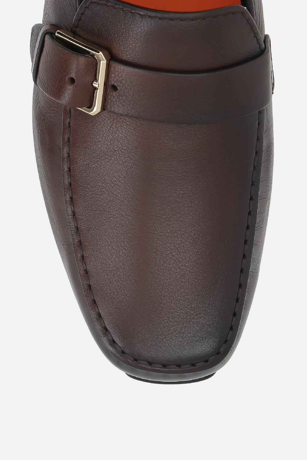 SANTONI Mocassino In Pelle Liscia Con Fibbia