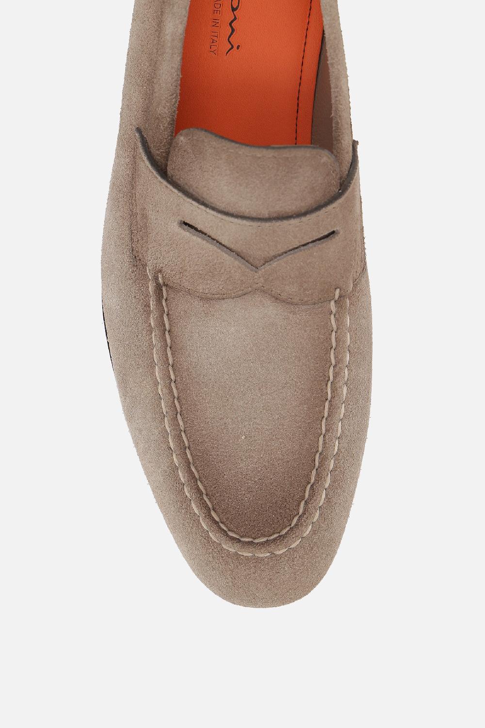 SANTONI Mocassino In Suede Effetto Vintage