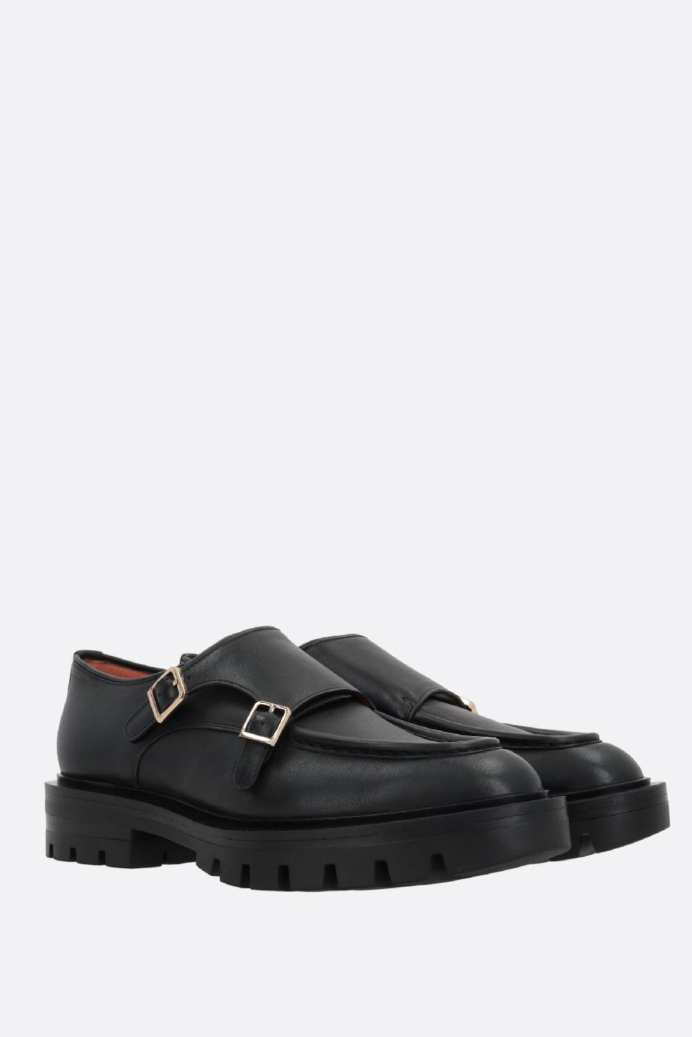 SANTONI Scarpa Monk In Pelle Liscia