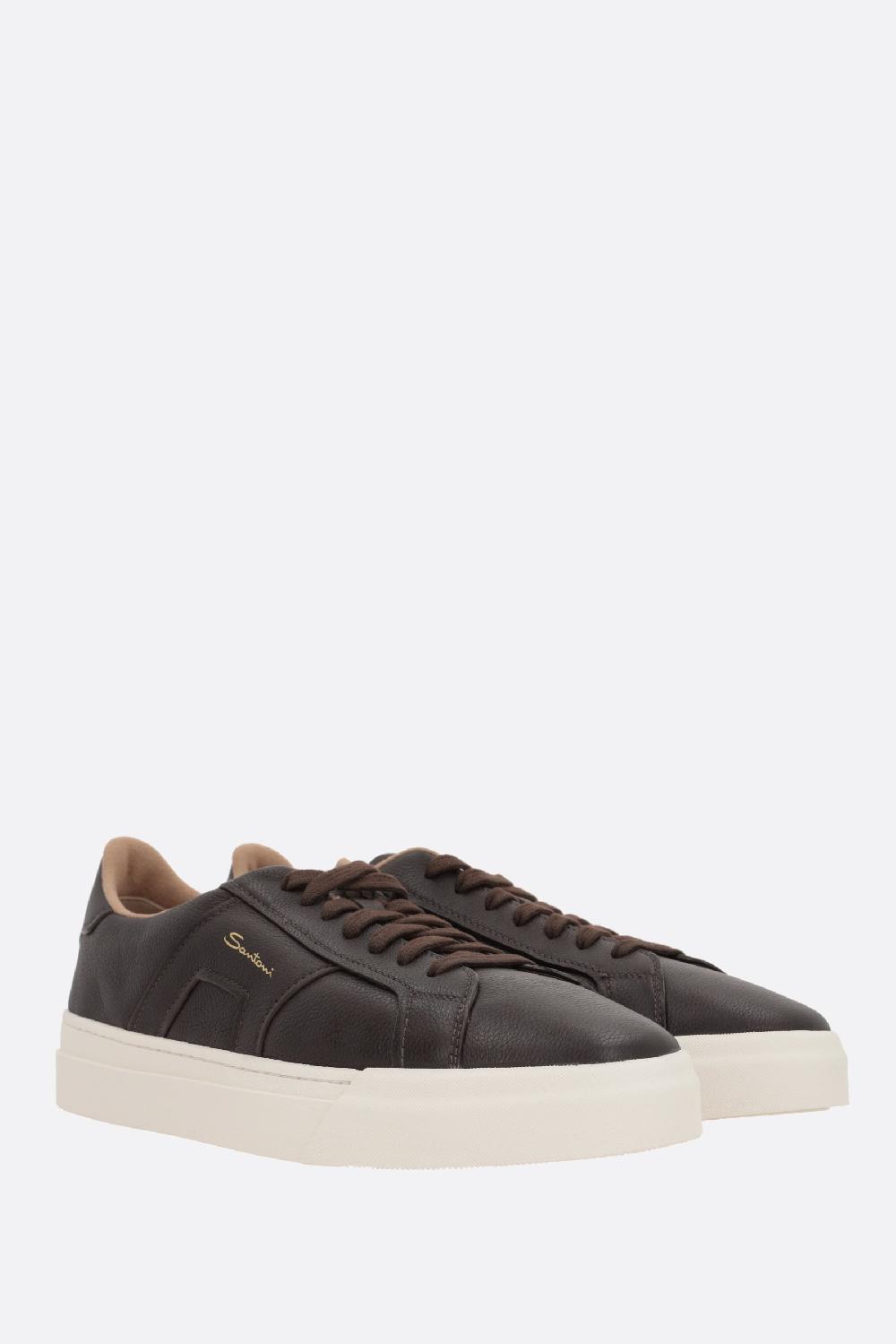 SANTONI Sneaker Double Buckle In Pelle Martellata
