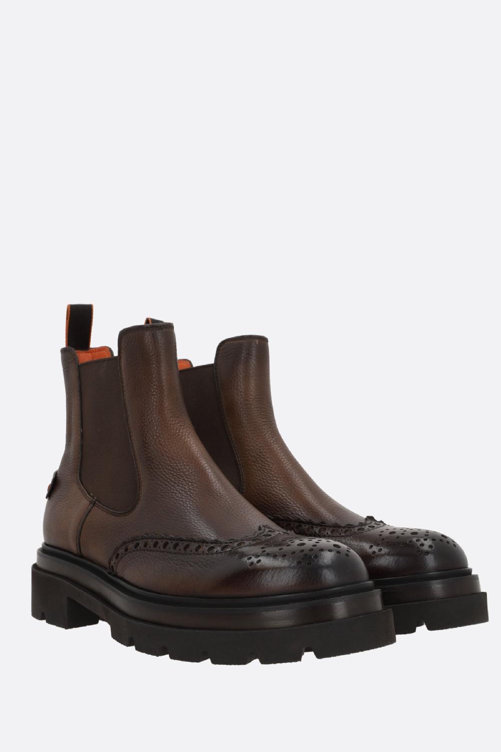 SANTONI Stivaletto Blockage In Pelle Matellata