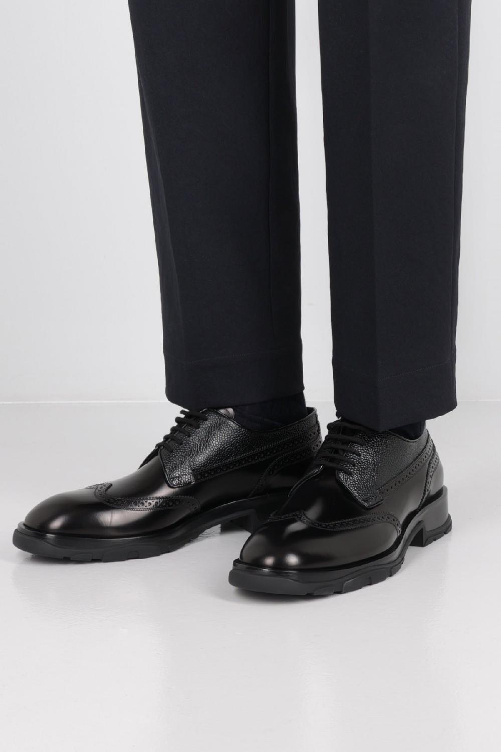 ALEXANDER McQUEEN Scarpa Derby In Pelle Spazzolata E Texturizzata