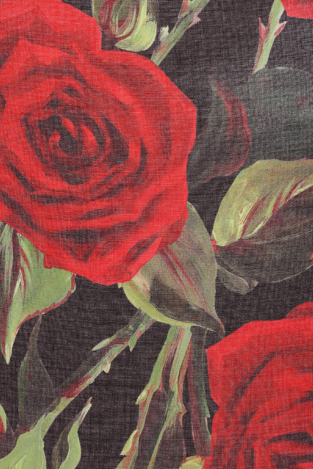 DOLCE & GABBANA Sciarpa In Modal E Seta Stampa Rose Rosse