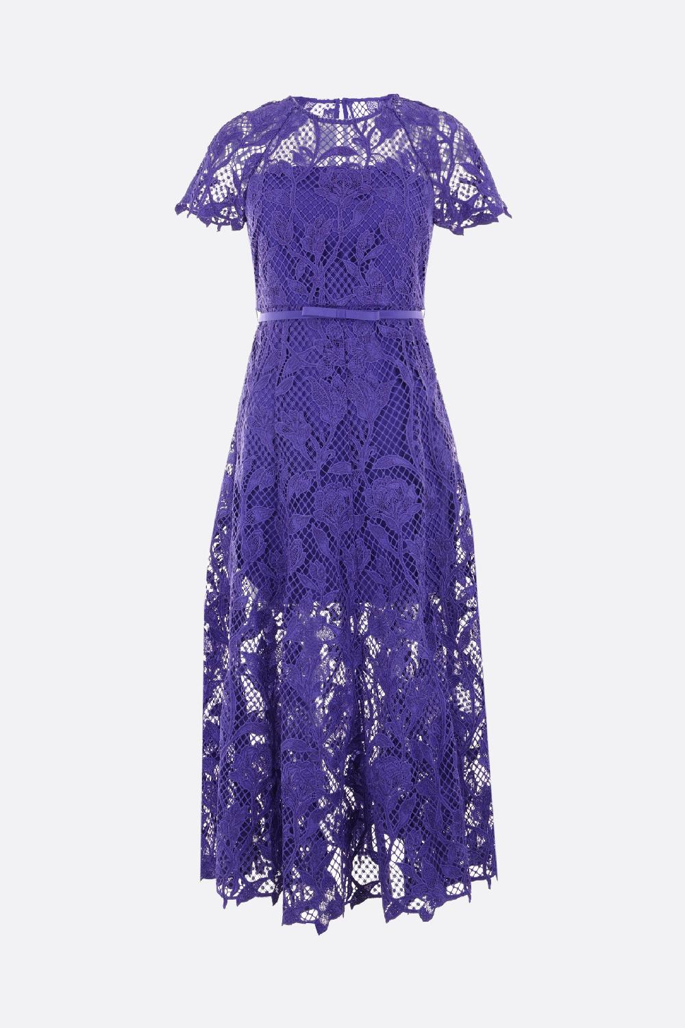 SELF PORTRAIT abito midi in pizzo floreale