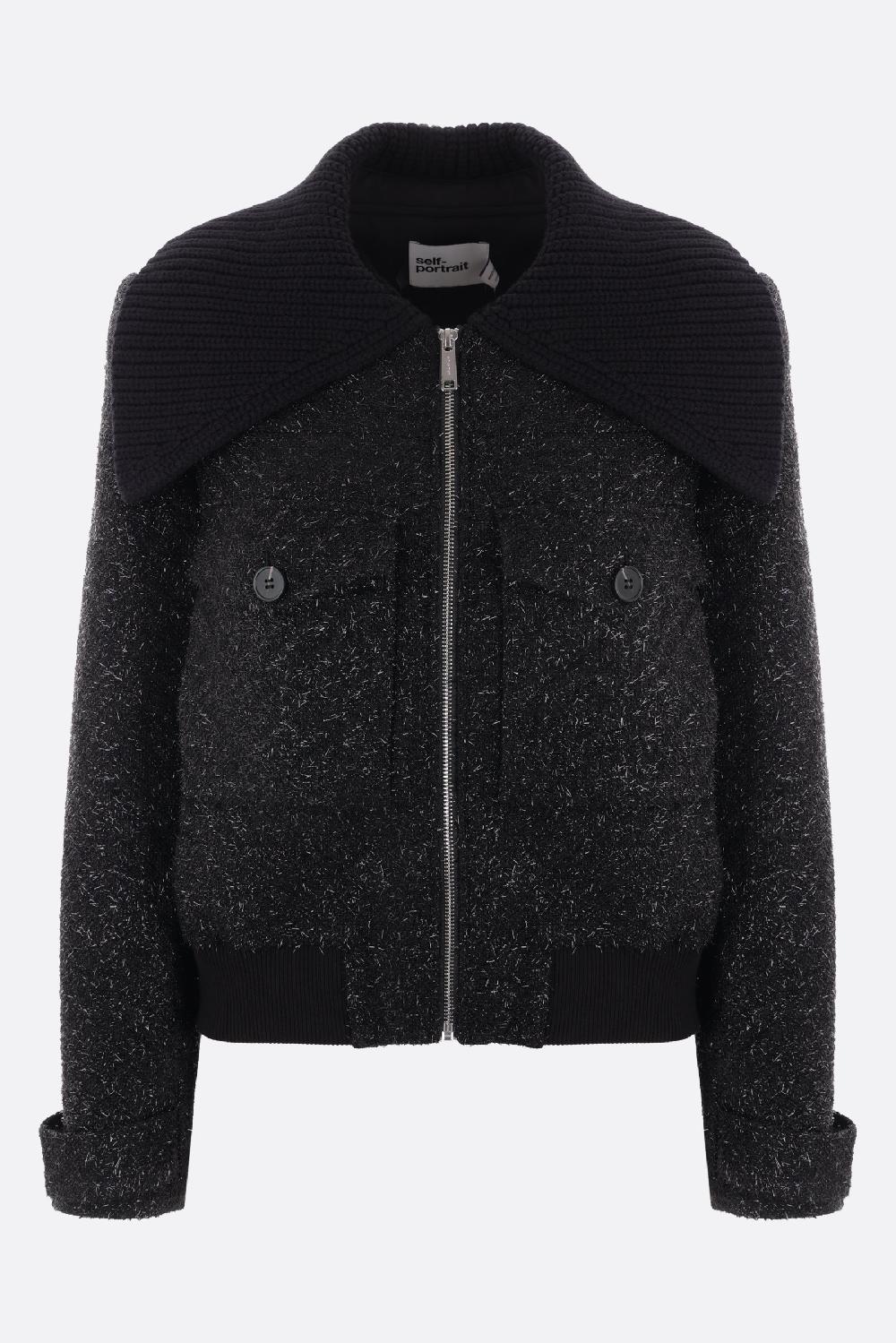 SELF PORTRAIT giubbotto bomber in tinsel bouclé