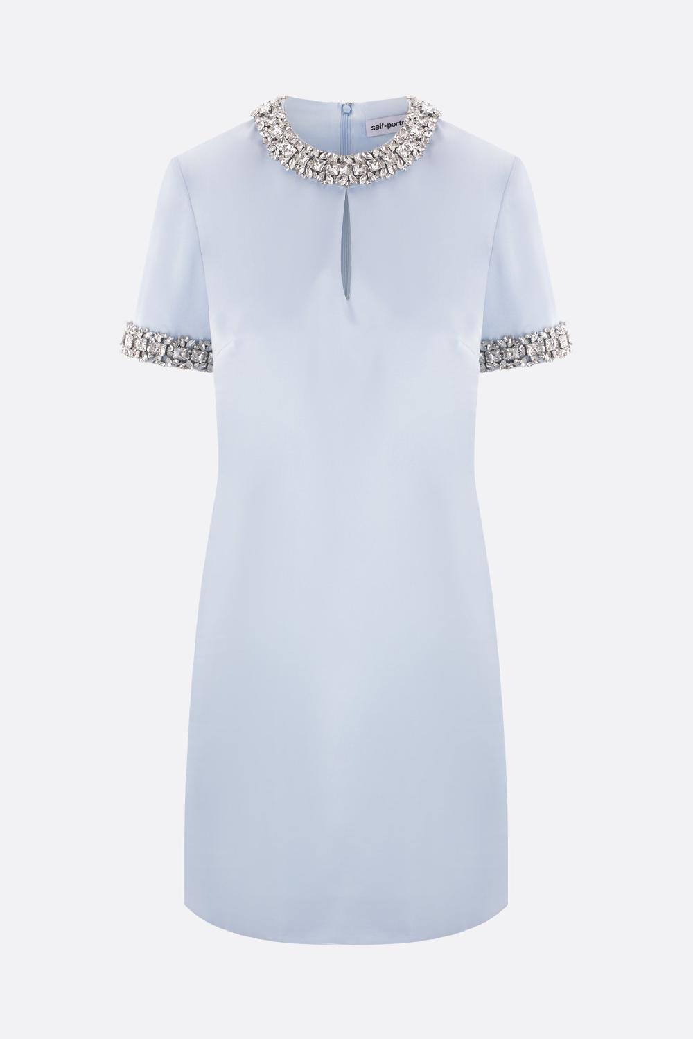 SELF PORTRAIT miniabito in raso con cristalli