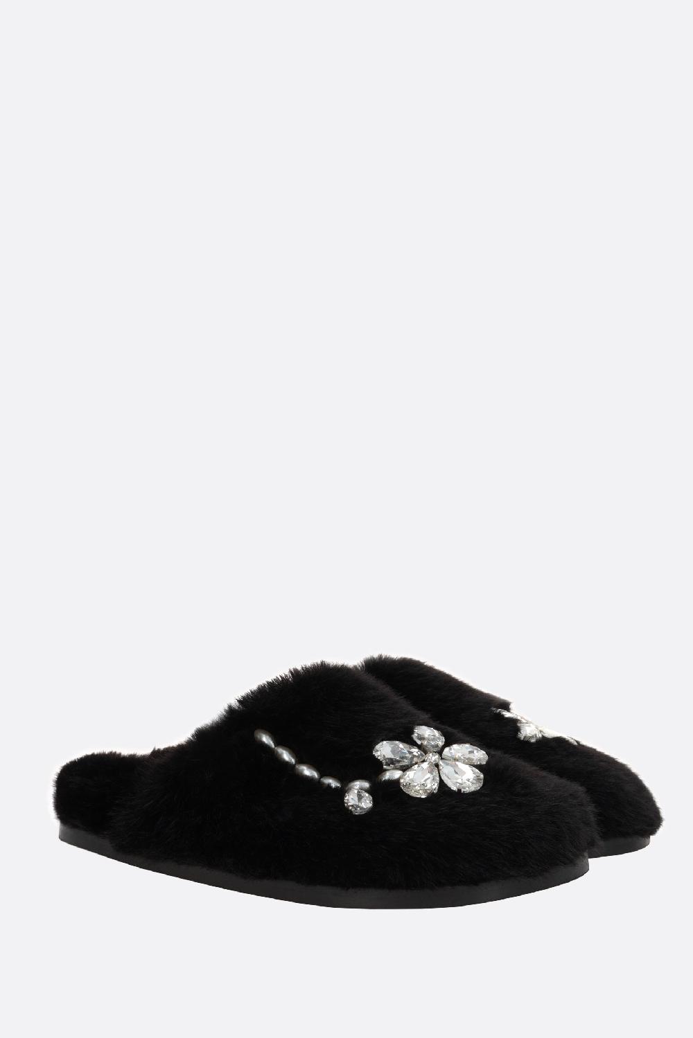 SIMONE ROCHA Mule Flat In Eco Pelliccia