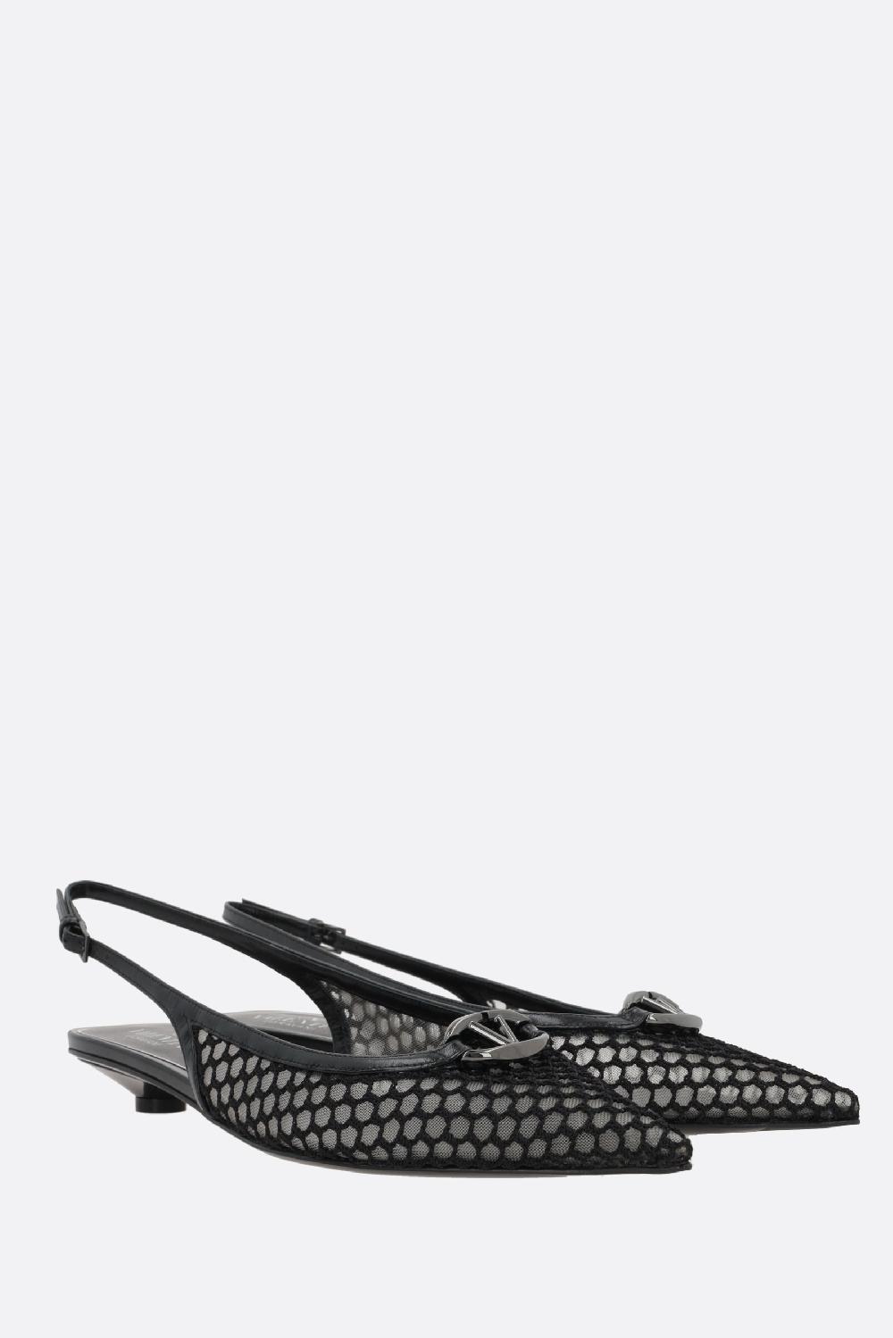 VALENTINO GARAVANI Slingback VLogo The Bold Edition In Rete E Pelle Liscia