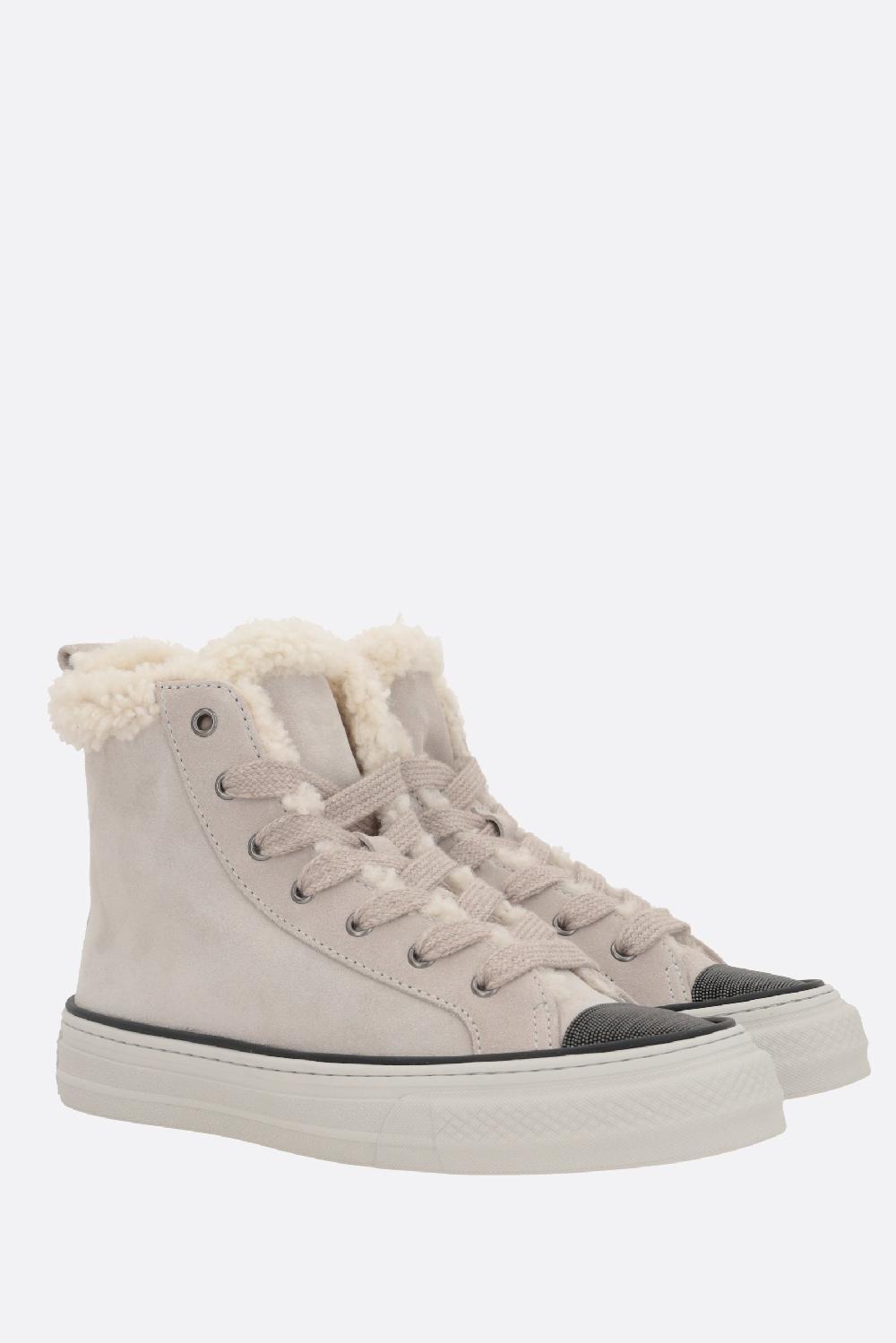BRUNELLO CUCINELLI Sneaker High-top In Suede Con Precious Toe
