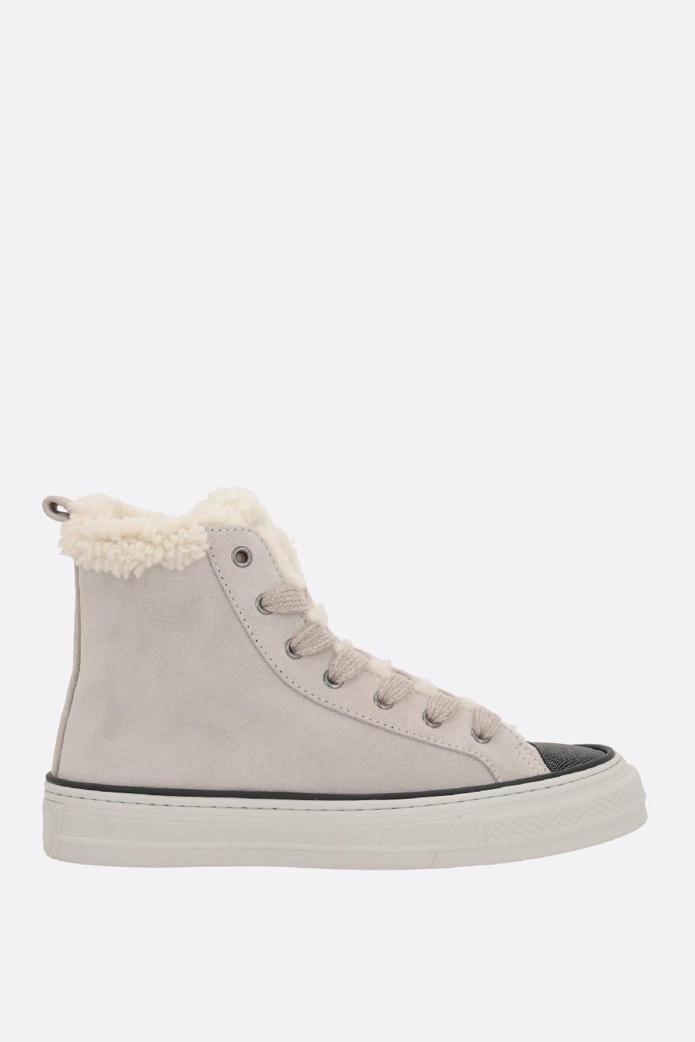 BRUNELLO CUCINELLI Sneaker High-top In Suede Con Precious Toe