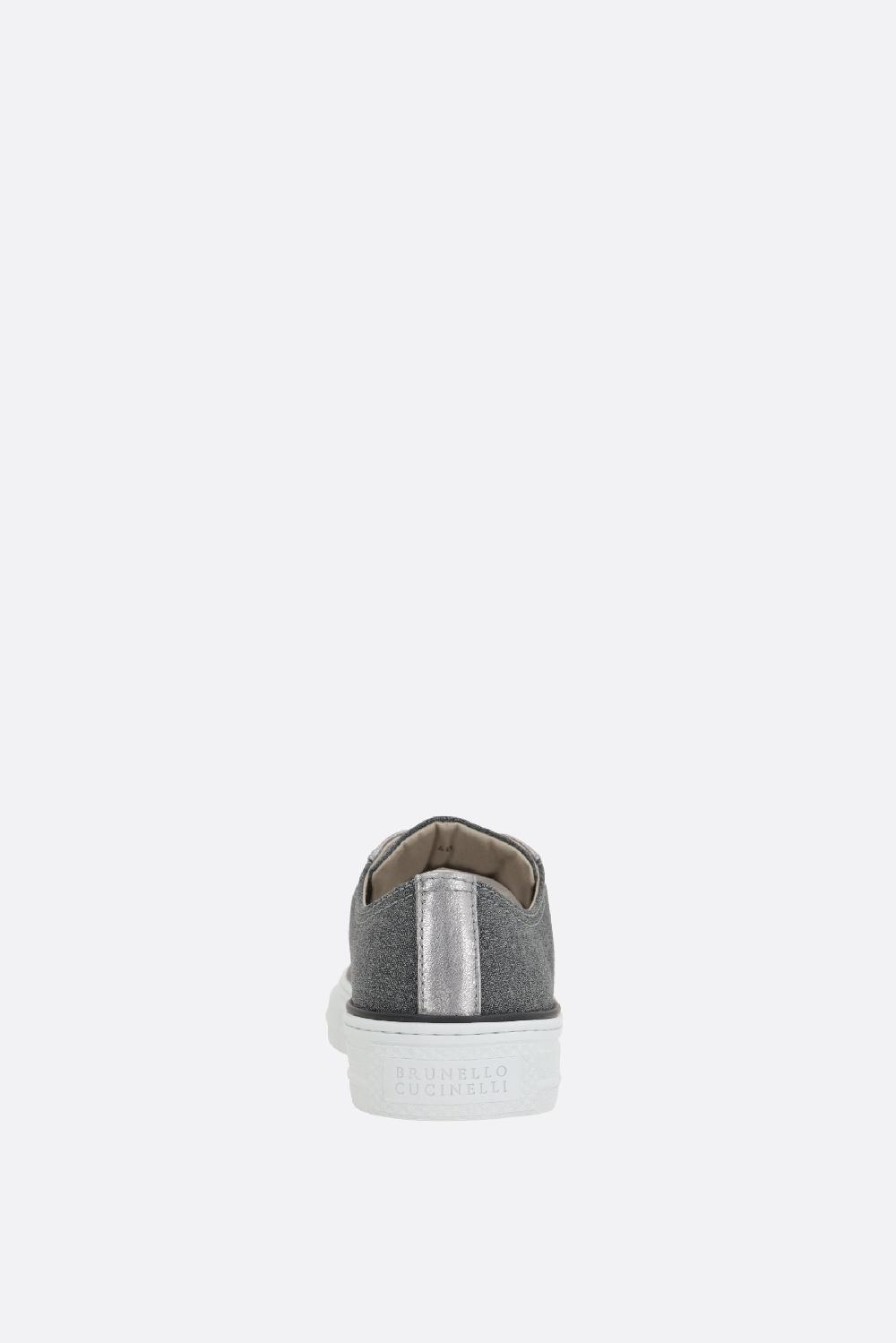 BRUNELLO CUCINELLI Sneaker In Canvas E Pelle Con Precious Toe