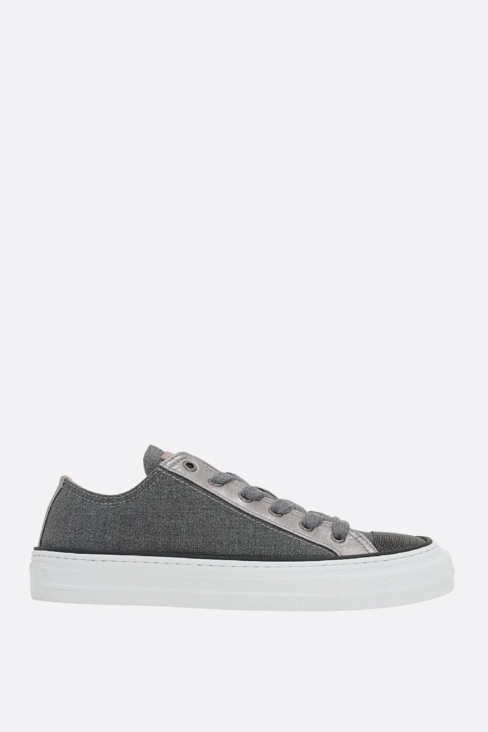 BRUNELLO CUCINELLI sneaker in canvas e pelle con Precious Toe