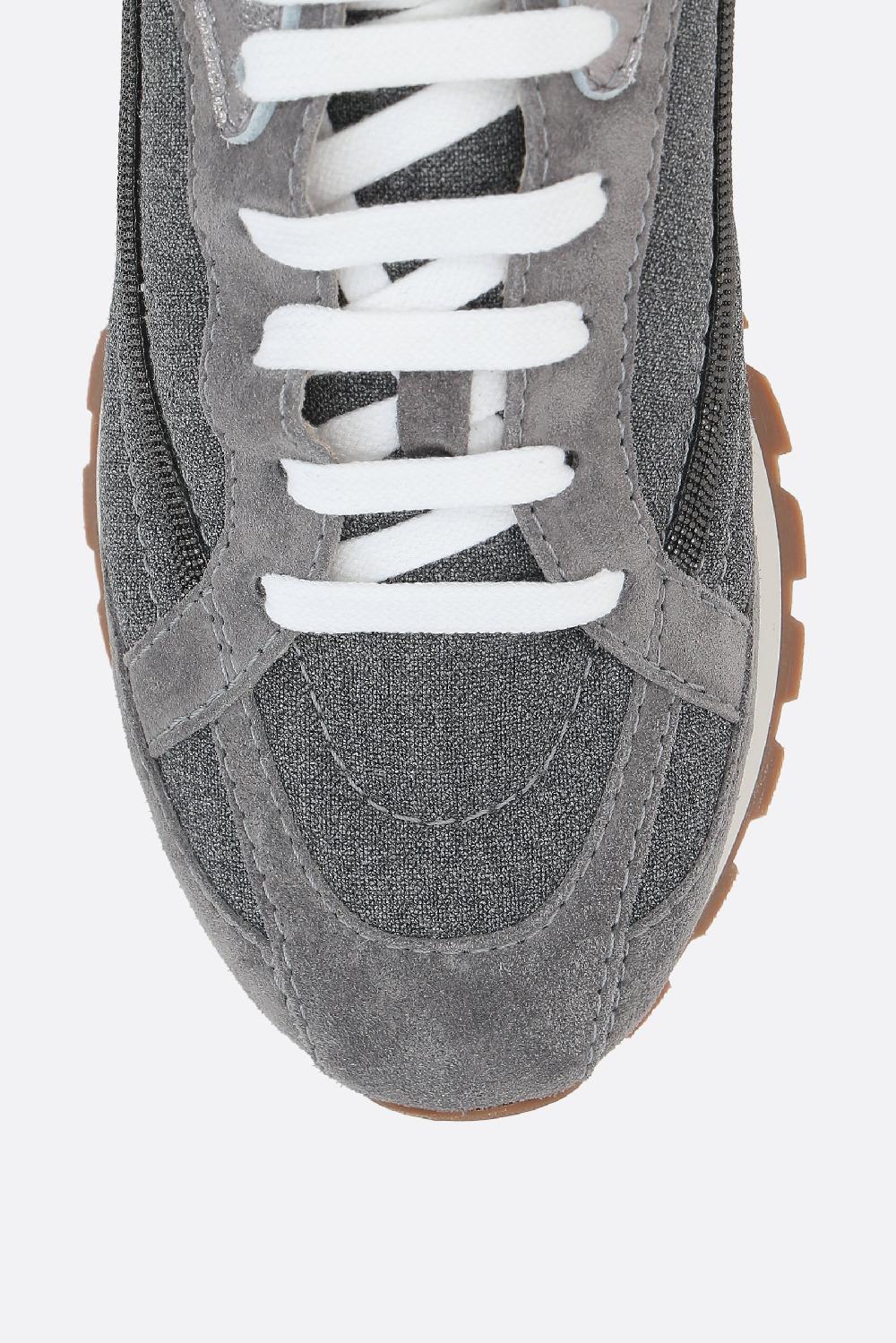 BRUNELLO CUCINELLI Sneaker In Canvas E Suede Con Precious Contour