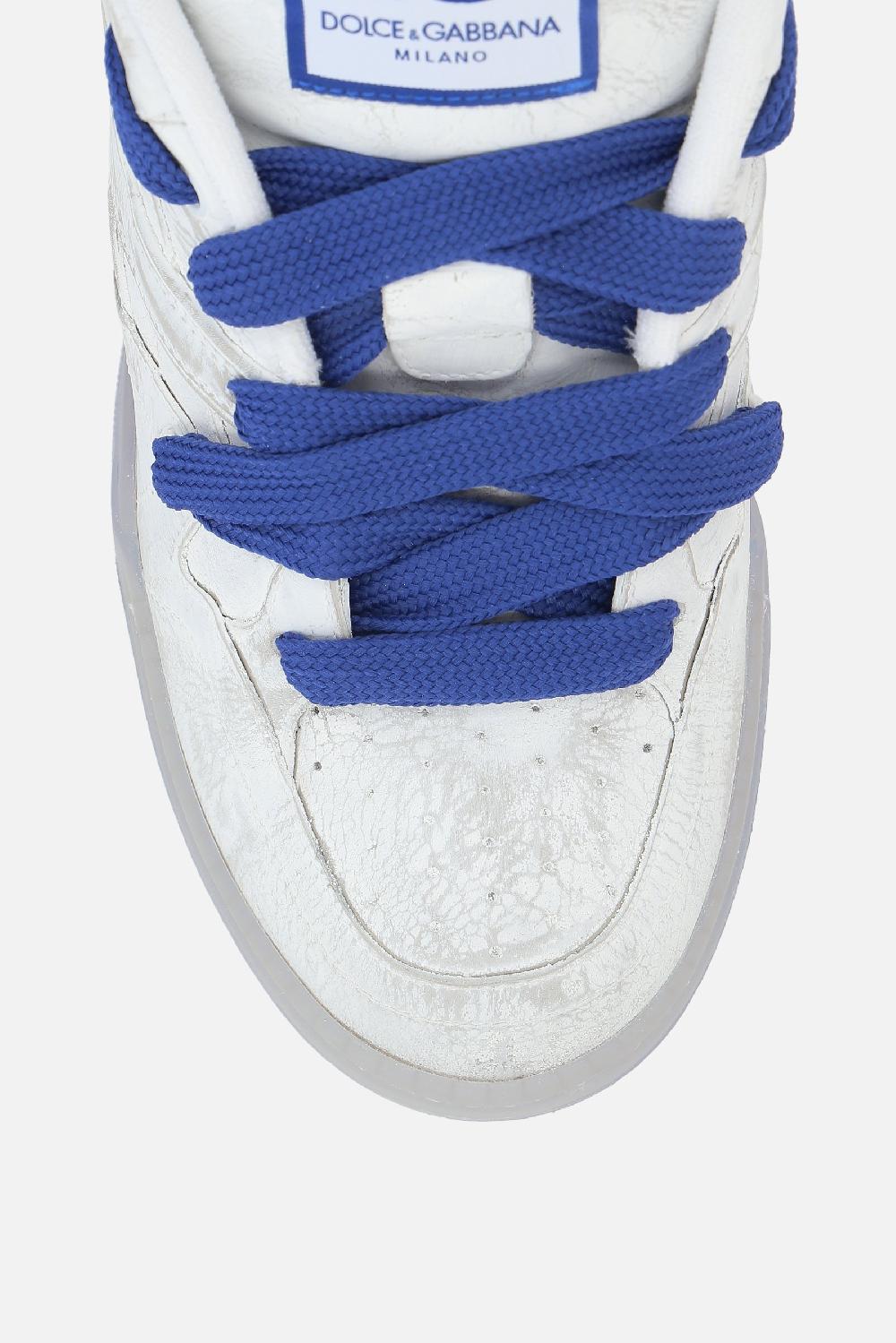 DOLCE & GABBANA Sneaker New Roma In Pelle Liscia Effetto Dipinto