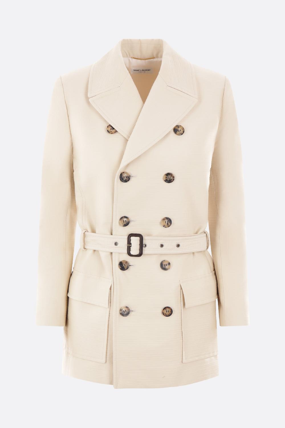 SAINT LAURENT soprabito saharienne in cotone e lana sostenibile