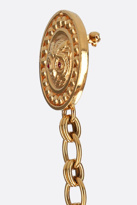 CHANEL VINTAGE WOMAN Spilla In Metallo Con Doppio Medaglione E Catena