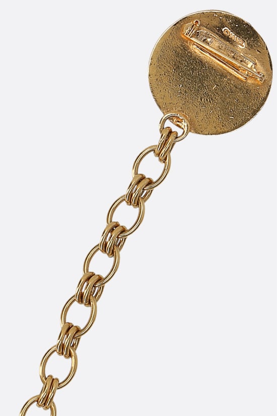 CHANEL VINTAGE WOMAN Spilla In Metallo Con Doppio Medaglione E Catena