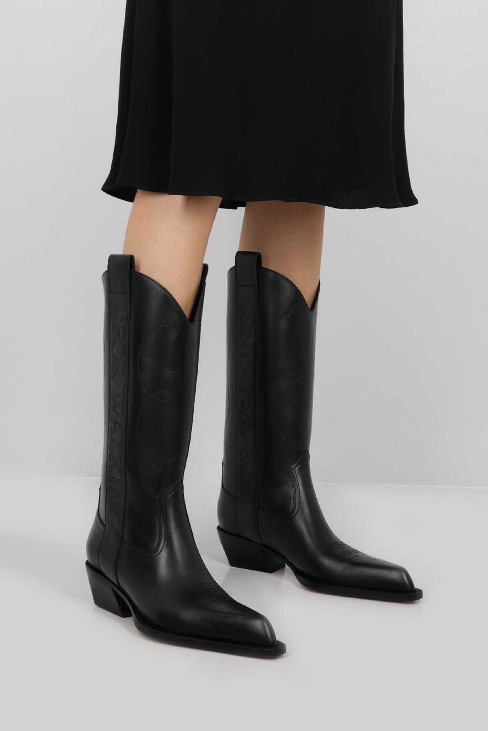 OFF WHITE Stivale Texano For Walking In Pelle Liscia