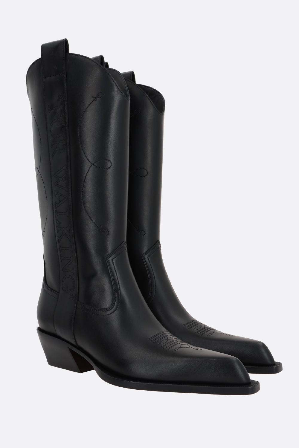 OFF WHITE Stivale Texano For Walking In Pelle Liscia