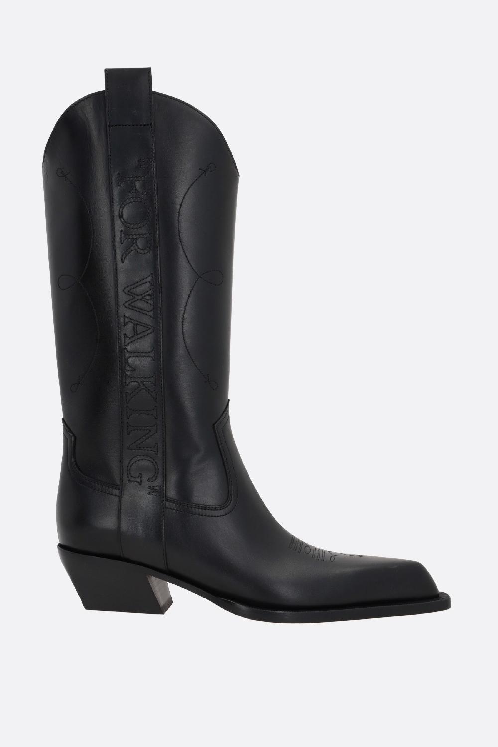 OFF WHITE stivale texano For Walking in pelle liscia