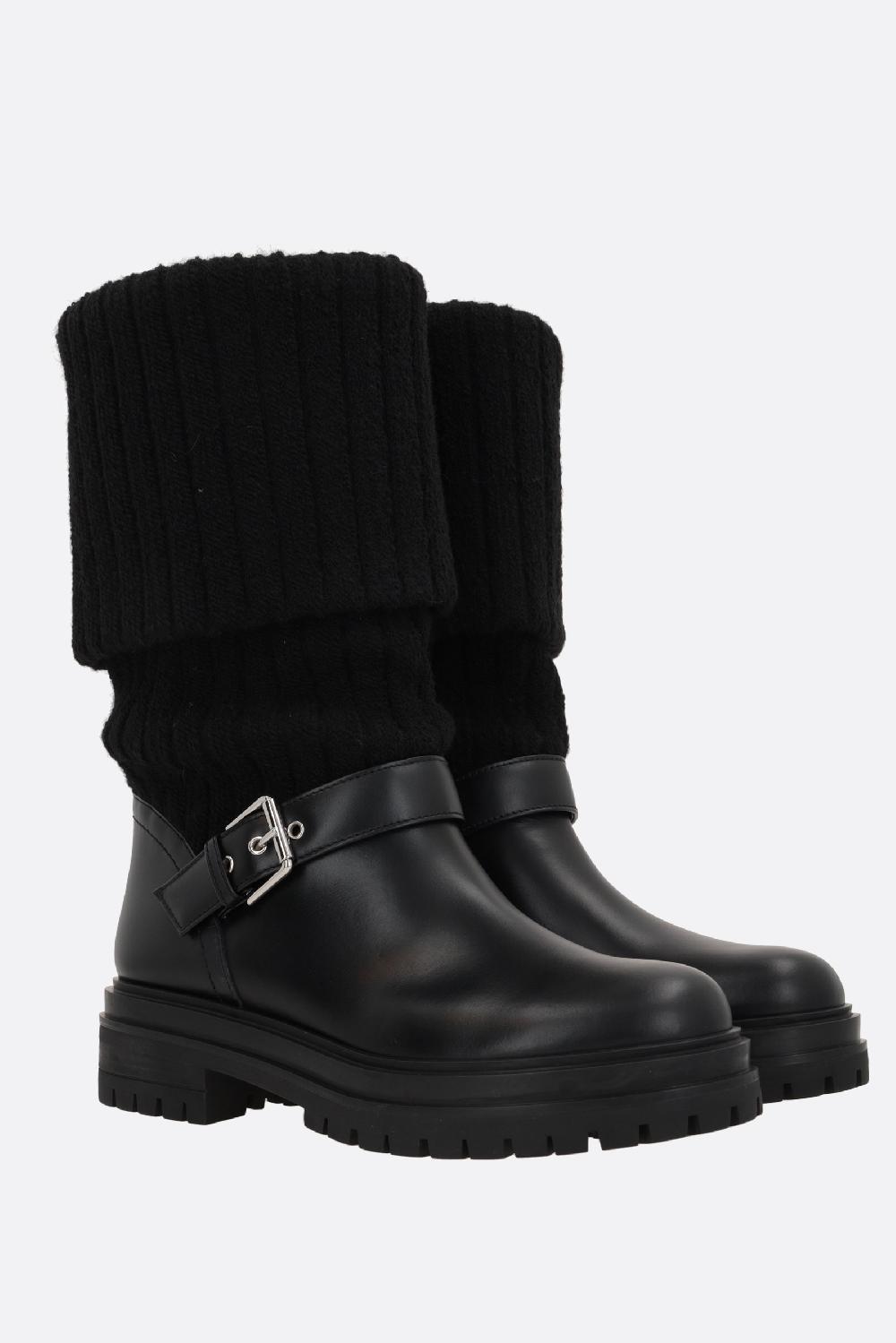 GIANVITO ROSSI Stivale Thurso In Pelle Liscia E Maglia