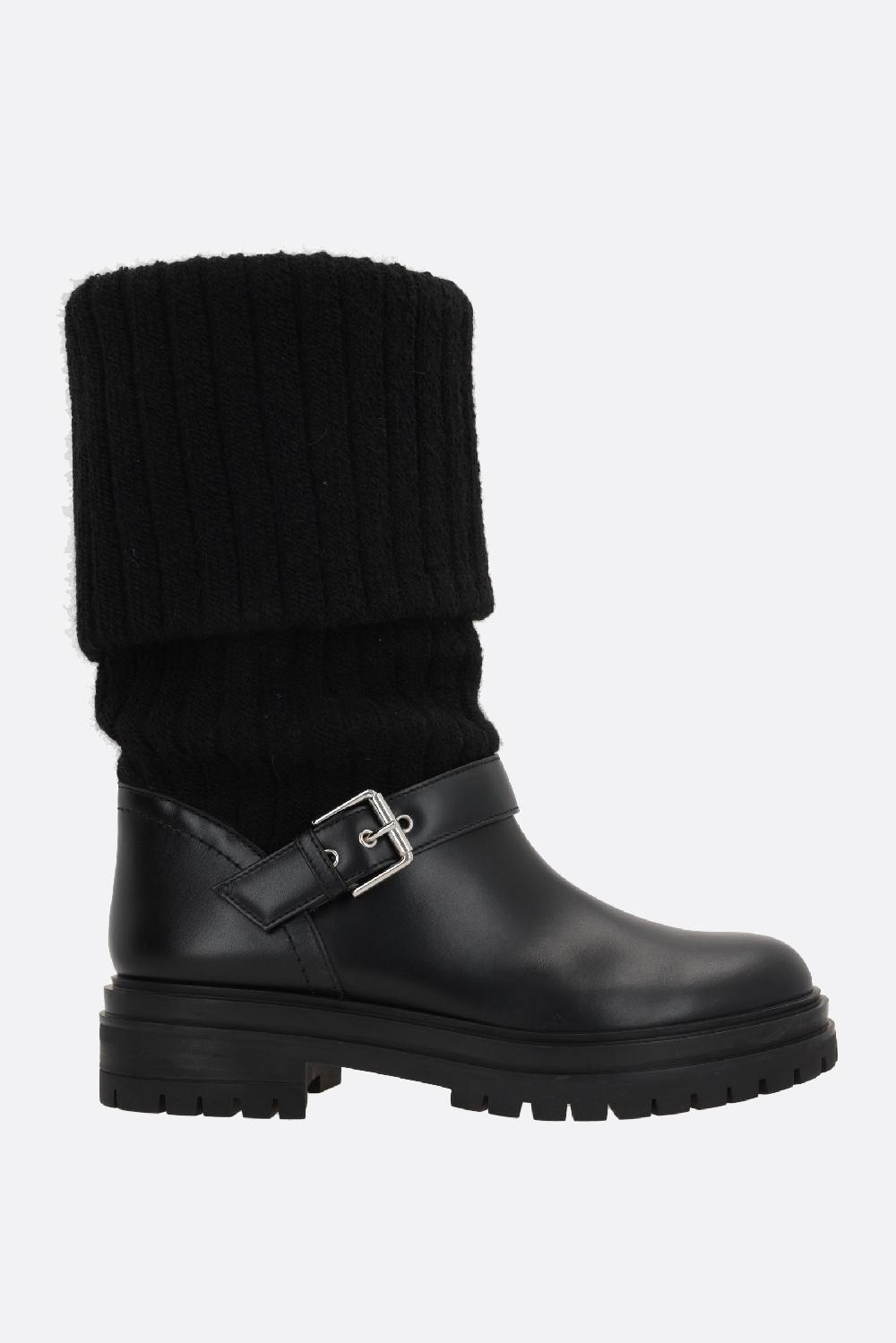 GIANVITO ROSSI stivale Thurso in pelle liscia e maglia