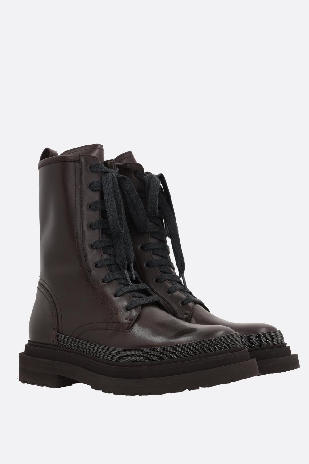 BRUNELLO CUCINELLI Stivaletto In Pelle Liscia Con Precious Contour