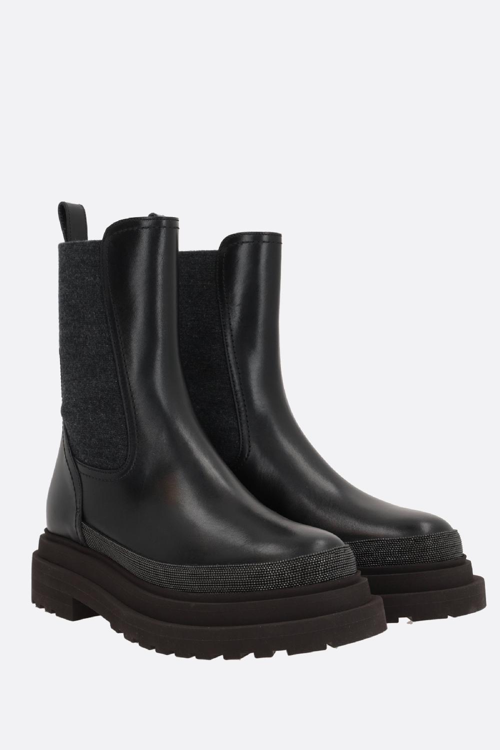 BRUNELLO CUCINELLI Stivaletto In Pelle Liscia Con Precious Contour