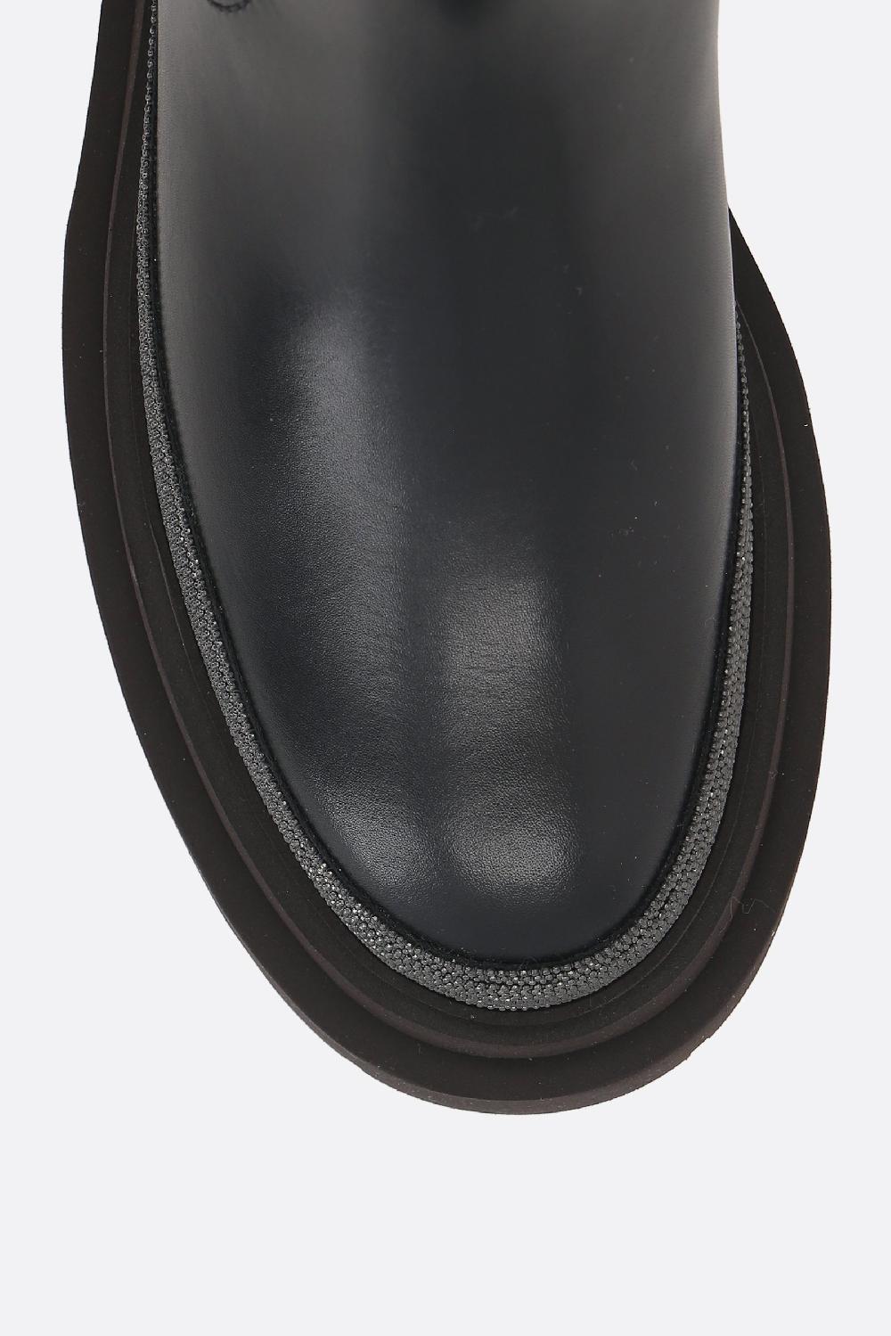 BRUNELLO CUCINELLI Stivaletto In Pelle Liscia Con Precious Contour