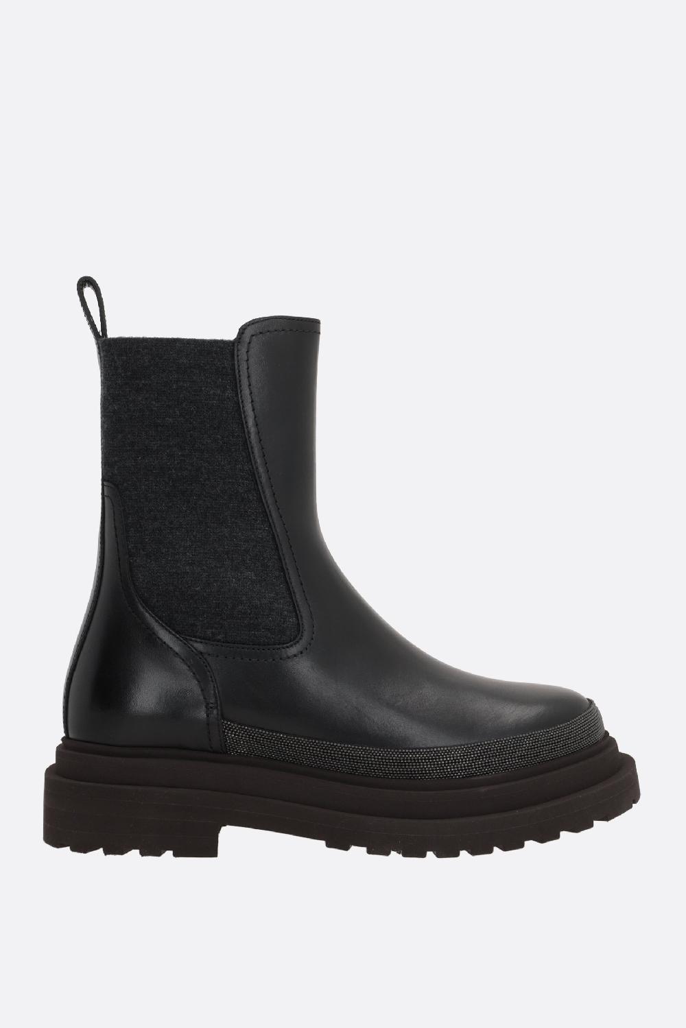 BRUNELLO CUCINELLI stivaletto in pelle liscia con Precious Contour