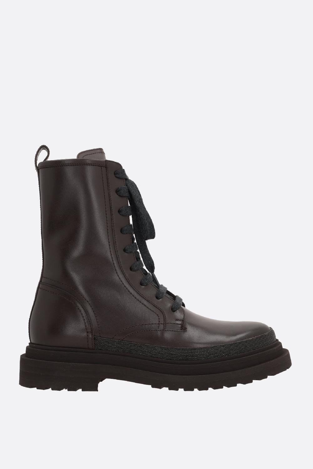 BRUNELLO CUCINELLI stivaletto in pelle liscia con Precious Contour