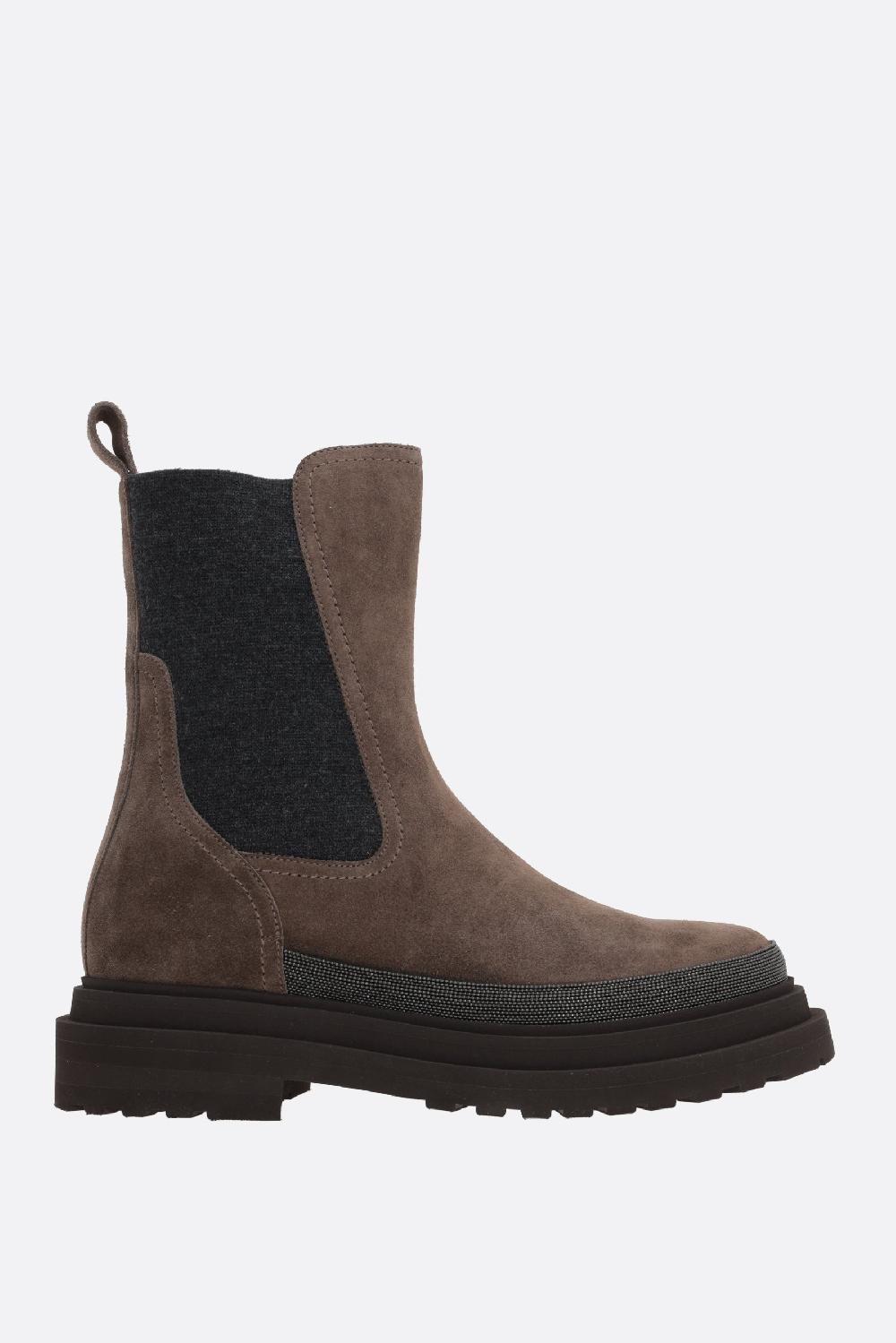 BRUNELLO CUCINELLI stivaletto in suede con Precious Contour