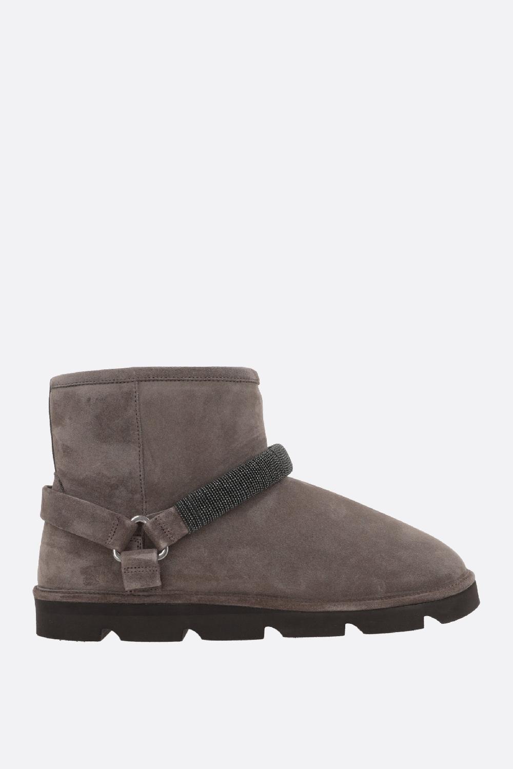 BRUNELLO CUCINELLI stivaletto in suede con Shiny Strap